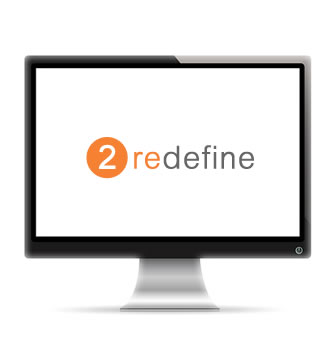 2redefine.com logo on laptop screen